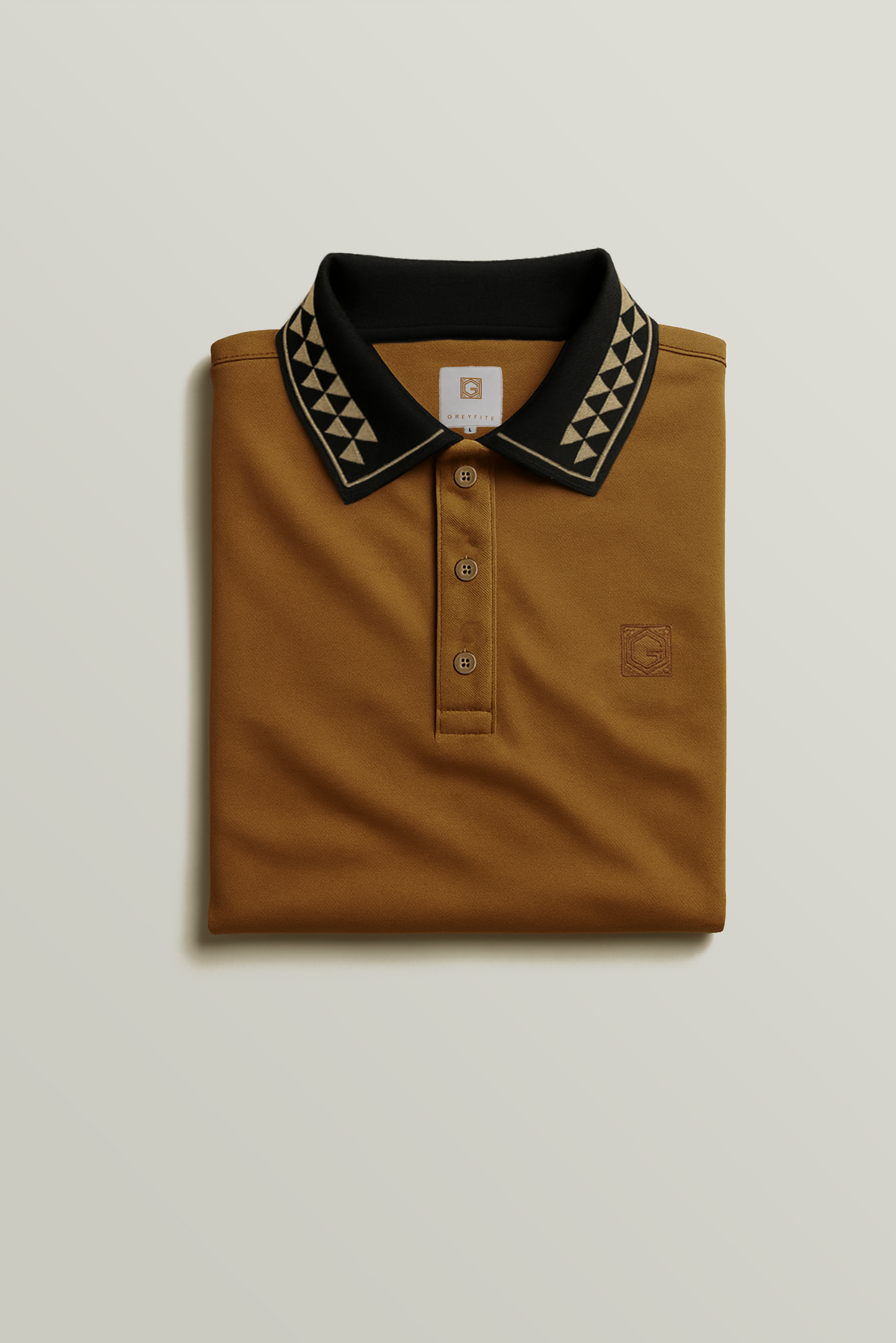 Caeser 901 Tan Black Collar Polo