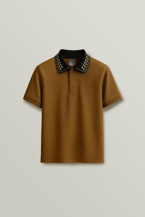 Caeser 901 Tan Black Collar Polo